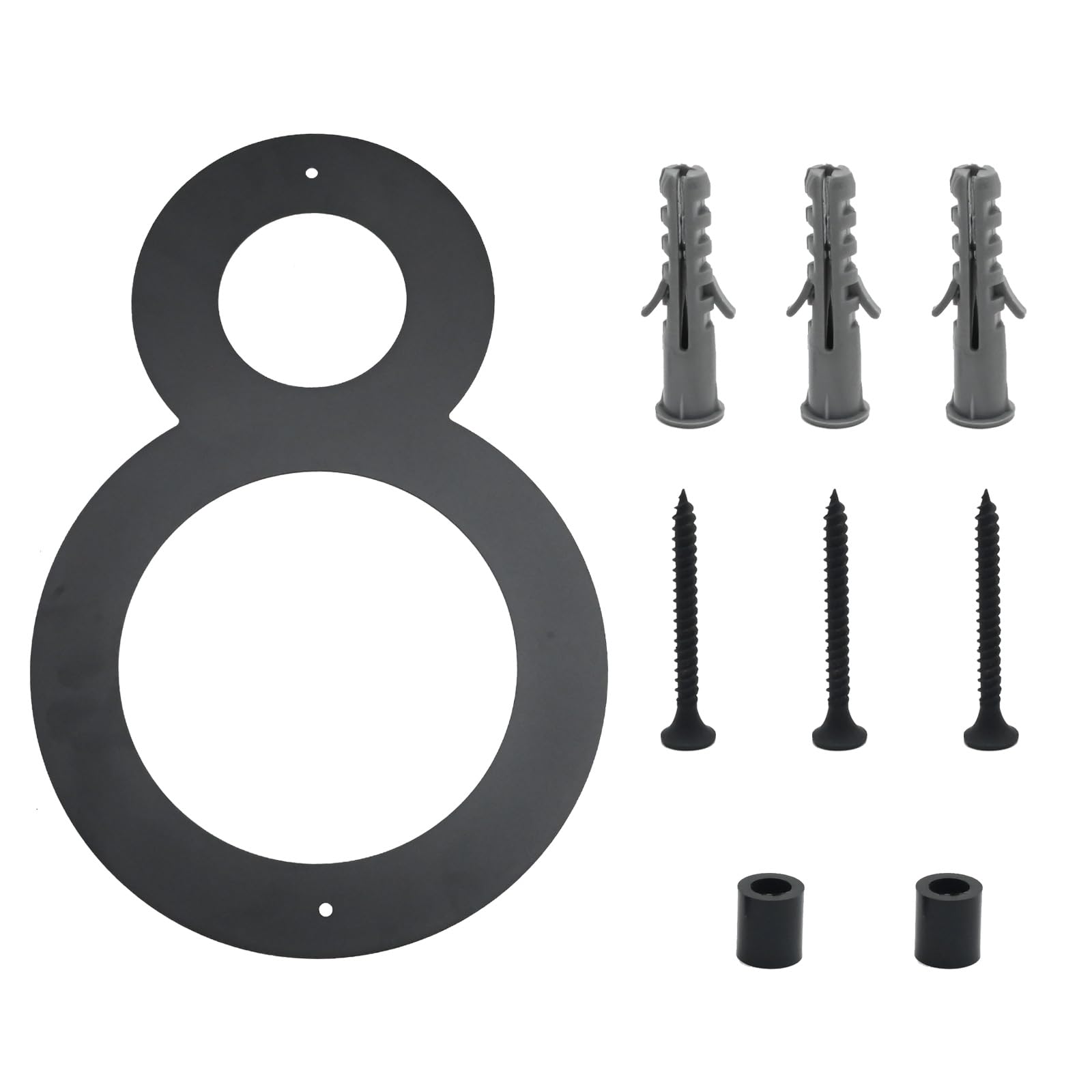 laffoonparts 16 Inch Modern House Numbers for Outside Black with Nail Kit, Large Black Metal House Numbers, House Address Numbers for House Address