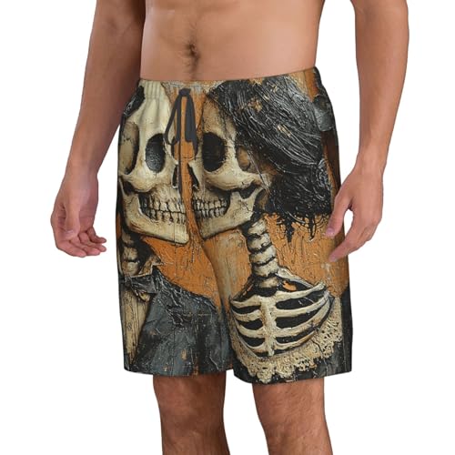 Men's Swim Trunks Quick Dry Board Shorts Beach Bathing Suits - Skull Gothic Couple Vintage2