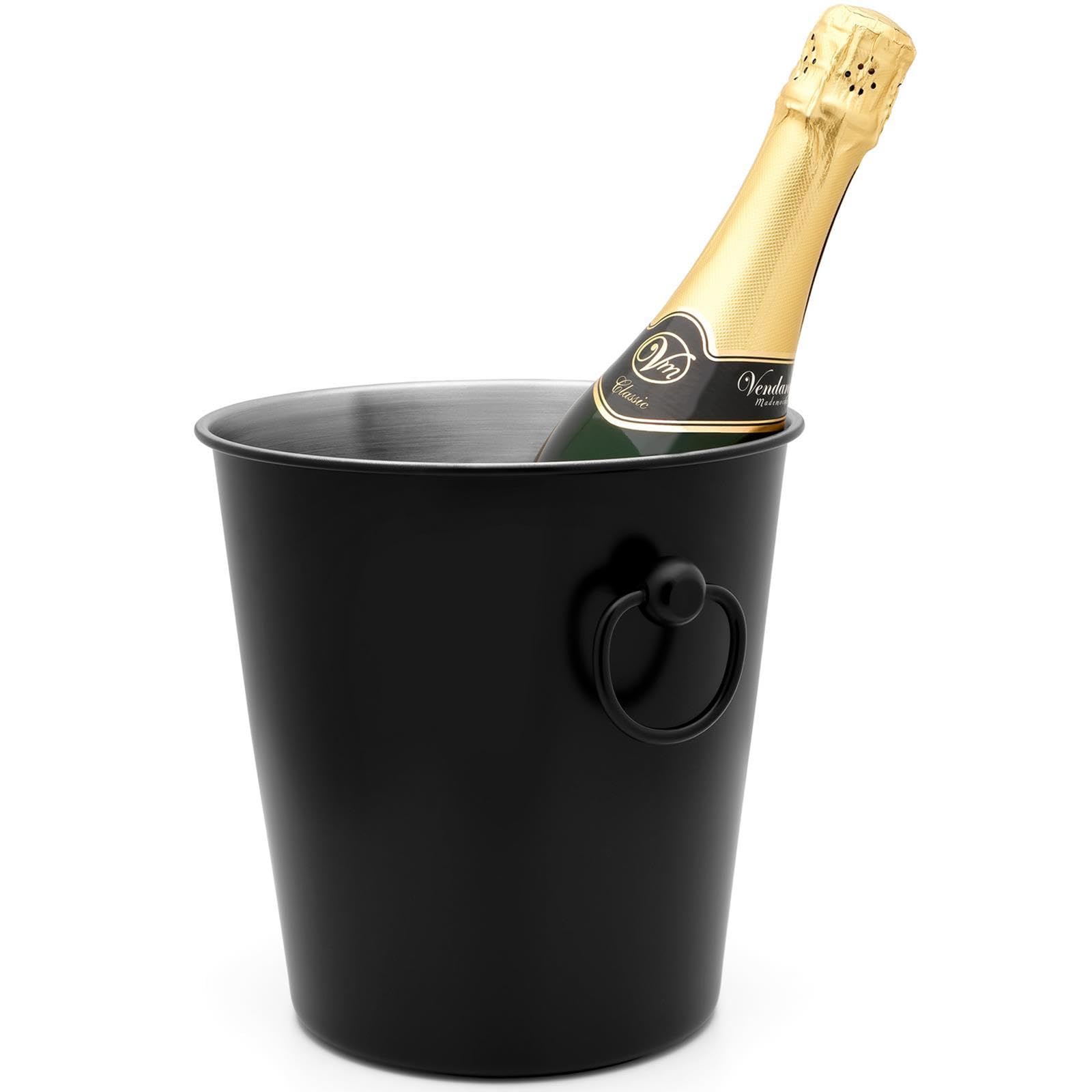 Bredemeijer einwandiger Sektkühler inkl. Ständer im matten Schwarz - edler Champagner-Wein-Kühler aus Edelstahl im zeitlosen Stil - ideal für Partys, Hochzeitsfeiern & Jubiläen