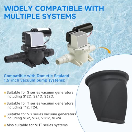 Image of 385310076 Duckbill Valve 1-1 /2 inch Replacement Kit, Compatible with Dometic Sealand Vacuum Pump Systems, Fits S Series S12D S24D S32D & T Series T12 T24 T32, RV Marine Toilet Check Valve, 4 Pack