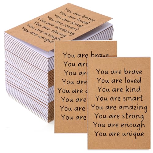 Image of Spakon 48 Pcs Back to School Gifts for Students Bulk Mini Inspirational Notebooks Small Journal Pocket Positive Affirmation Motivational Notepad First Day of School Gifts for Teacher (Kraft)