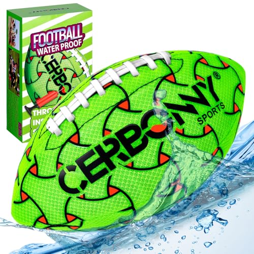 CERBONNY Waterproof Football for Kids Ages 3-12 All-Weather Youth Training Football for Beach/Backyard/Grass