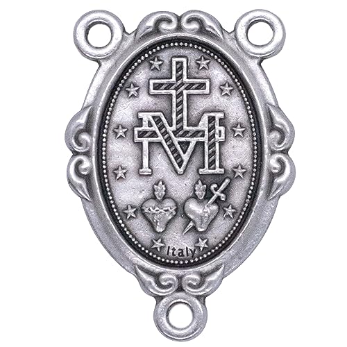 VILLAGE GIFT IMPORTERS Miraculous Medal Rosary Center Beads | Blue or Silver-tone | Great for DIY Rosaries, Jewelry, and Chaplets | Catholic Religious Craft Supplies | Mother Mary Devotional4
