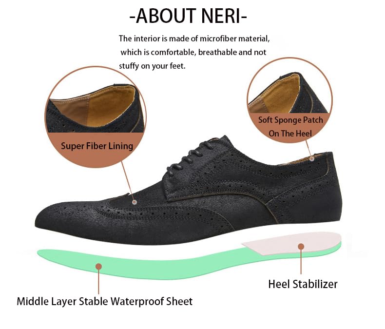 Men's Suede lace-up Brogue Wingtip Oxford Shoes Fashion Pointed Toe Classic Business Oxfords Shoes Wedding Business Dress Leather Shoes2