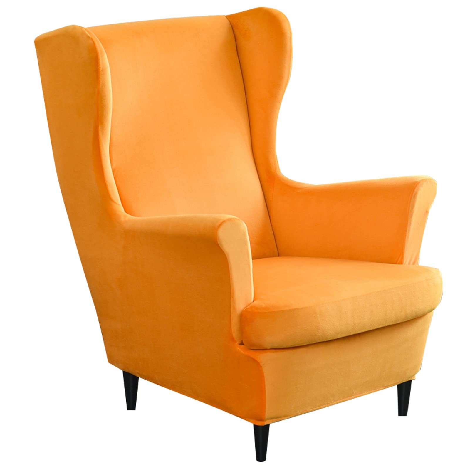 Mingfuxin Wingback Chair Covers 2 Piece Set Stretch Wing Chair Cushion Sofa Slipcover, Removable Velvet Wing Back Armchair Slipcovers Furniture Protector for Living Room Bedroom Hotel