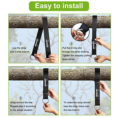 Smaid Tree Swing Hanging Straps Kit Holds 3000 Lbs 8Ft Extra Long,2 Tree Swing Straps+2 Heavy Duty Screw Lock Carabiners+2 Tree Protectors+Swivel Fits Fast & Easy Way To Hang Any Swing Or Hammock…… #TOP4