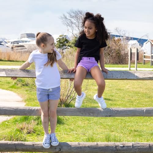 Brix Girls Shirts 5 Pack - Short Sleeve Tees for Girls T-Shirts 100% Cotton Tagless Kids Fashion Summer Tops.3