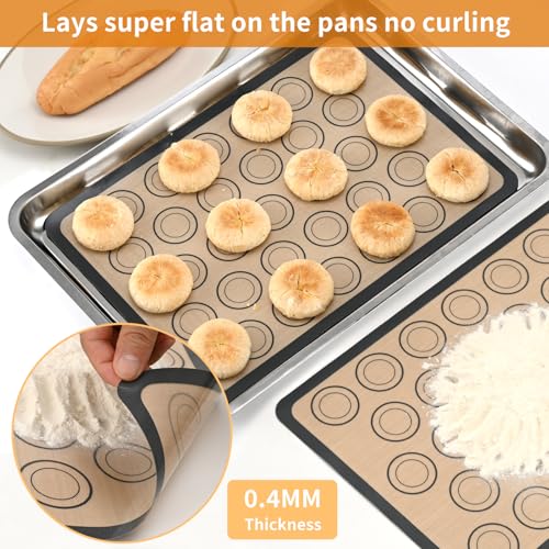 Luckyiren 2-Pack Baking Mat with Circles – Silicone Macaron & Cookie Sheet Liners, Non-Stick BPA-Free Reusable Silicone Mats for Half Sheet Pans (16.54\" x 11.62\"), for Precision Baking & Candy