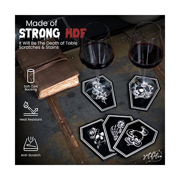   Redemption-Mix-5-Pcs-Set-by-GOTHELIA-Coffin-Shaped-Drink-Coasters-Gothic-Accessories-Gothic-Decor-Goth-Kitchen-decor-Gothic-Home-Decor-Coffee-Cork-Bar-Black-Coaster-Halloween-Goth-Decor