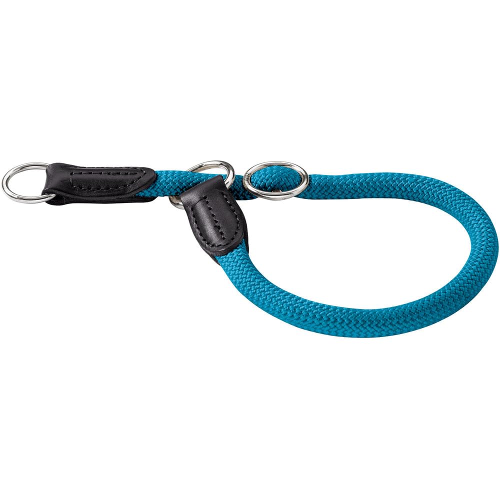 Hunter Nylon Rope Dog Collar - Round & Gentle Dog Collars with Adjustable Pull Strap & Stop Ring - High-Quality Training Collar & Accessories for Small to Large Dogs & Puppies - Large, Petrol Blue