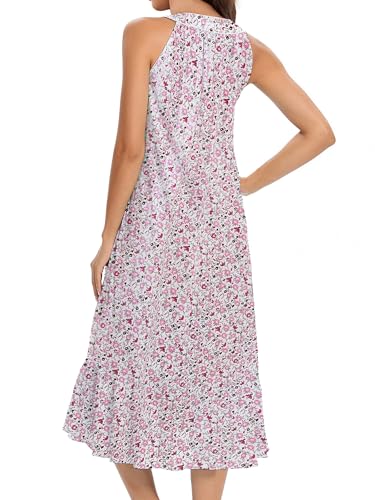 Image of 100% Cotton Nightgowns for Women Soft Ladies Gowns Sleepwear Long Sleeveless Nightgown