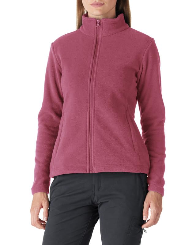 Outdoor Ventures Damen Fleecejacke mit Durchgehendem Reißverschluss Stehkragen Frauen Leichte Fleece Sweatjacke Warme Damenjacke für Laufen, Wandern und Freizeit