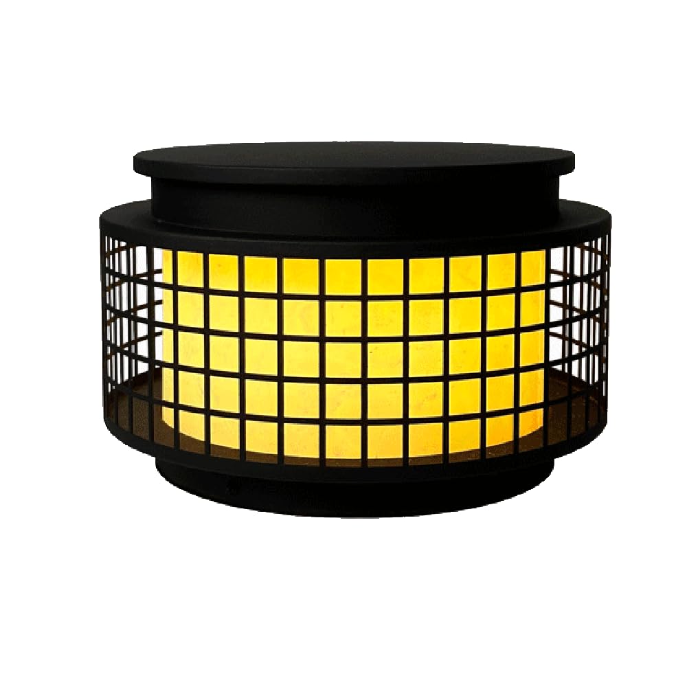 HCIPJQY 11.8" Garden Driveways Pillar Lights Waterproof Landscape Round Metal Lantern Lamp Post Light Fixture E26 Fence Post Light Fixtures for Villa Park Lighting Black Pillar Lights