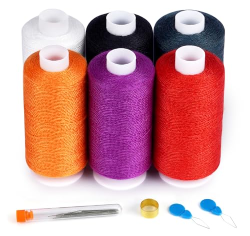 Kit de hilos de coser ilauke, 600 yardas, 6 colores con aguja miniatura 1