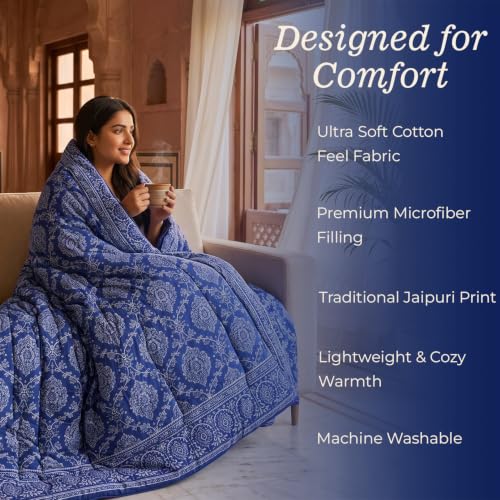 Image of BSB HOME 220 GSM Microfiber Comforter for Double Bed, Ultra Soft Quilted AC Comforter, Lightweight All Season Blanket, Breathable, Durable & Skin Friendly, 86 x 90 Inches (220 x 230 cm) - Royal Blue