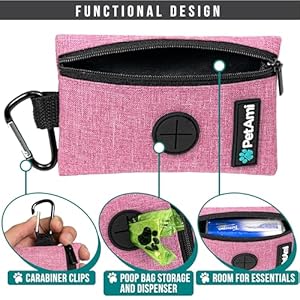 PetAmi-Dog-Poop-Bag-Holder-for-Leash-Doggie-Waste-Bag-Dispenser-For-Poop-with-Clip-for-Puppy-Potty-Walking-Accessories-Travel-Camping-Dog-Treat-Pouch-Pet-Supplies-with-Trash-Bag-Roll-Pink-1-Pack - Cucciolini Doodles   PetAmi-Dog-Poop-Bag-Holder-for-Leash-Doggie-Waste-Bag-Dispenser-For-Poop-with-Clip-for-Puppy-Potty-Walking-Accessories-Travel-Camping-Dog-Treat-Pouch-Pet-Supplies-with-Trash-Bag-Roll-Pink-1-Pack