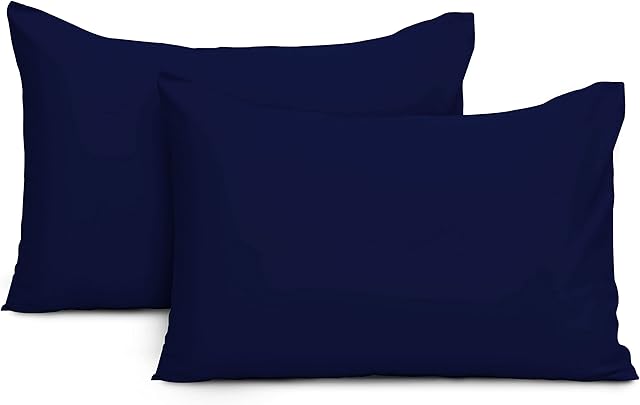 Imperial Rooms Pillow Cases 2 Pack Brushed Microfibre Pillow Covers (Navy, Pillow Cases 2 Pack)