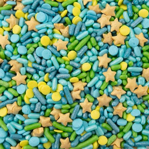 Image of Cake Mate Under the Sea Dessert Sprinkles, Easy-Pour Lid, 26 oz | Blue, green and yellow Under the Sea sprinkles add colorful texture to cookies, cupcakes, cakes and ice cream toppings