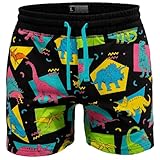 Men's Lounge Sweat Shorts | Mens Athletic Shorts 5 Inch Inseam with Pockets | Athletic Shorts for Men | Zipper Pocket | Flexible Fit Gym Shorts | Dinosaur World, XX-Large