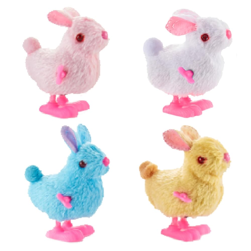 YARDHOBI Bunny Wind Up Toys, Novelty Bunny Hopping Windup Toy for Kids Toddlers Adult, Wind-Up Jumping Cute Bunny Plush Toys, Easter Egg Hunt Basket Stocking Stuffers, Party Favors (8 Pcs, 4 Colours)