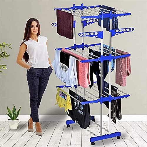 ALPHA-STORE-3-Layer-Clothes-Stand-for-Drying-Cloth-Drying-Stand-Cloth-Stand-for-Drying-Clothes-Foldable-Cloth-Drying-Stand-for-Balcony-Stainless-Steel-Dryer-Rack-3-layer-multicolour (CT0) (B0CK4QKSP9) Amazon Price History, Amazon Price Tracker