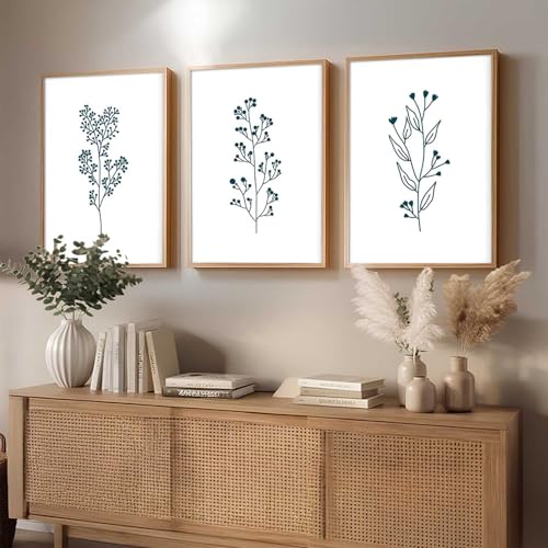 Image of kotart Botanical Art Home Decoration Painting | Floral Aesthetic Paintings With Frame For Living Room Bed Room Hotel Wall Decor Digital Reprint Set of 3 (10X13 inch)