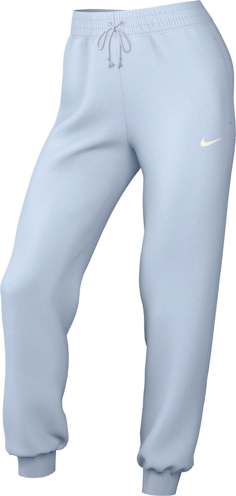 Nike Sportswear Phoenix Fleece Damen-Trainingshose Mit Mittelhohem Bund, Blue Tint/Sail, FZ7626-4...