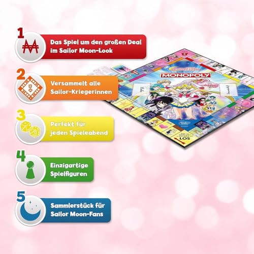 Winning Moves Monopoly Sailor Moon Edition - Monopoly Spiel für Fans - Familienspiele Strategie Brettspiele Sailor Moon - 2+ Spieler ab 8+ Jahren - Deutsch – Bild 6