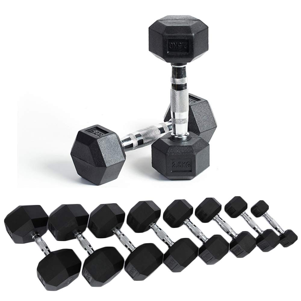 Hex hantle z żeliwa, 1 szt. – 2,5 – 15 kg, hantle z gumową powłoką do domowego treningu fitness