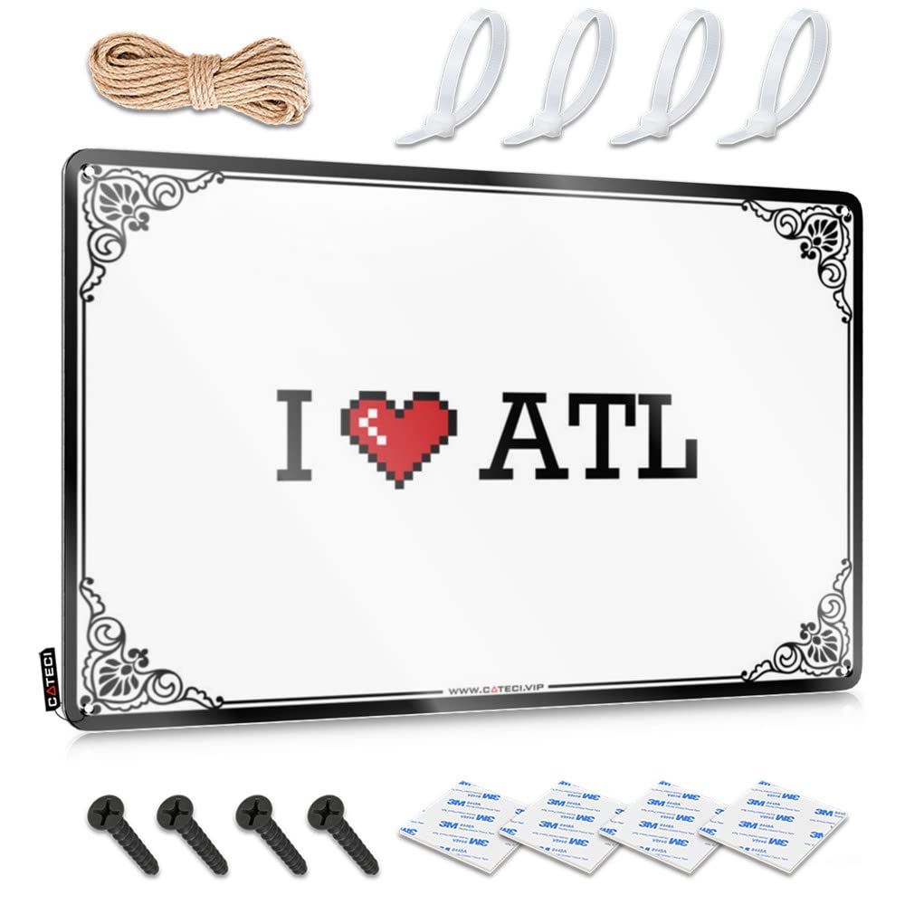 Tin Wall Decor Reusable Grunge I Love Atl For Office - Outdoor Deck Decor Customizable(30X40CM)