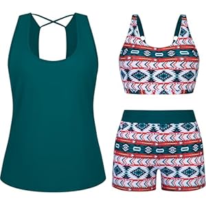 Arolina 3 Piece Swimsuits for Women Tankini Sets Modest Bathing Suits Plus Size Swimsuit Swimwear 2026 Dark Green 16 Plus