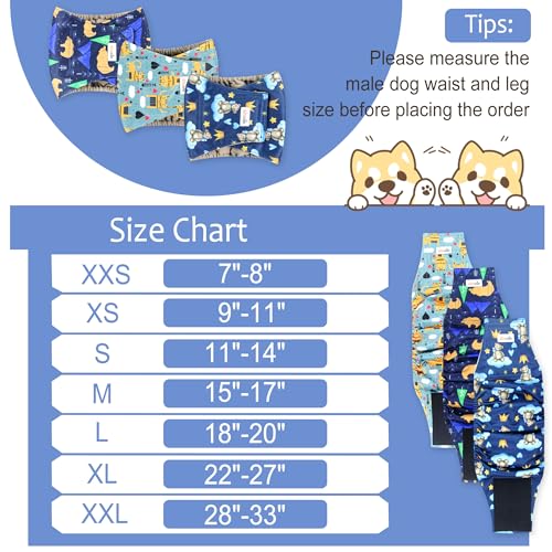 Image of Reusable Dog Diapers Male 3Pcs, Premium Washable Belly Bands for Male Dogs XLarge, High Absorbing Male Dog Wraps for Doggie & Puppy in Incontinence, Excitable Urination and Training (Bear, XL)