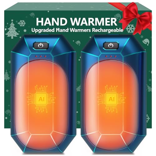 Calentadores de manos recargables AI, paquete de 2, calentador de manos eléctrico reutilizable, calentador de manos recargable, calentador portátil para golf, camping, caza, recargable, regalos