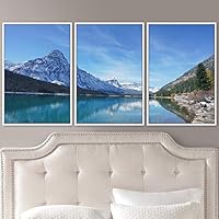 3 Piece Framed Canvas Wall Art Winter Lake Canvas Prints Home Artwork Decoration for Living Room,Bedroom - 16