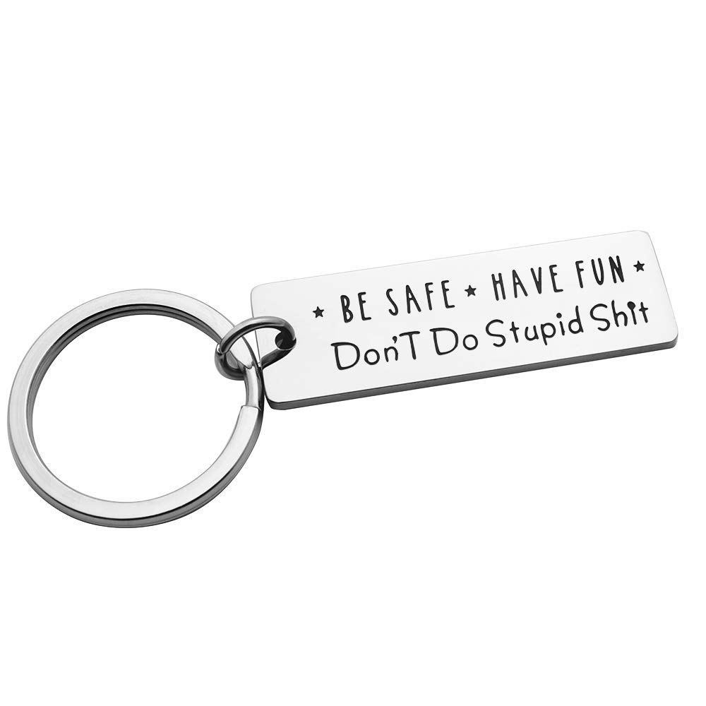 Don't Do Stupid Shit Funny Keychain Hand Stamped Key Chain for Teens Birthday Going to College Gift from Parents
