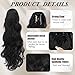 BARSDAR Black Claw Clip Ponytail Extensions - 20 Inch Wavy Claw Clip on Ponytail Hair Extensions for Women - Voluminous Natural Looking Synthetic Pony Tails Hairpieces Daily Party - Black