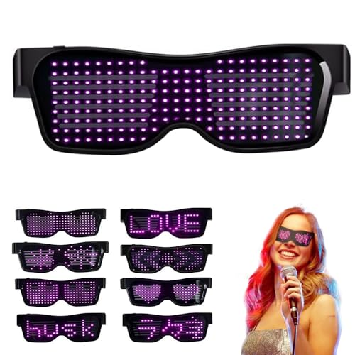 KBIBCK Gafas LED, Gafas Bluetooth para Fiesta Control APP Pantalla LED Gafas Inteligentes Estilo Futuro Gafa, USB Gafas Cyberpunk Gafas Personalizables Geniales para Navidad Discoteca Halloween Fiesta