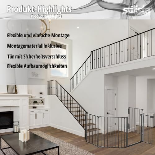 STILISTA Kaminschutzgitter 305 x 75 cm mit Tür, inklusive Montagematerial