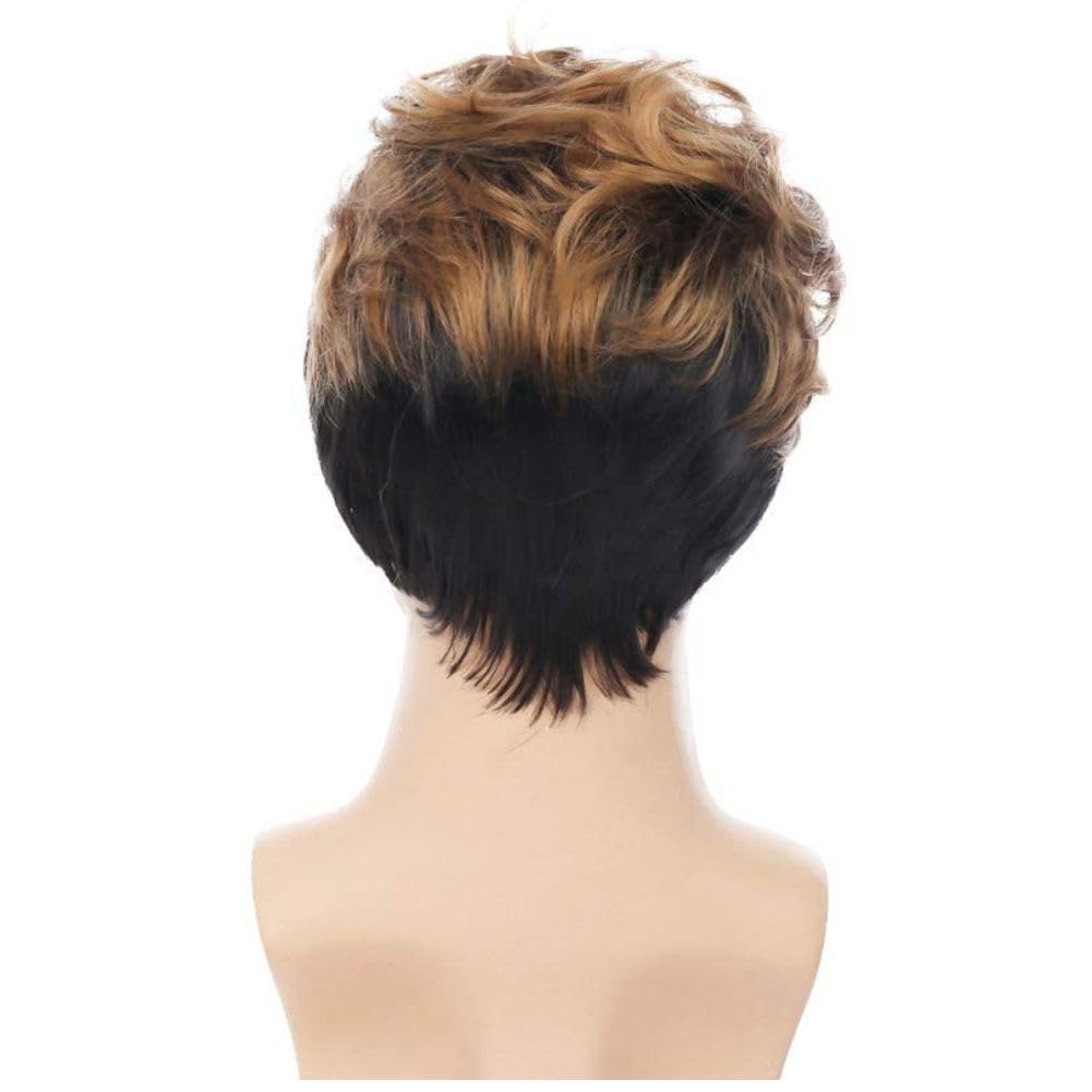 Siudus Mens Brown Short Wig Said Part Natural Layered Hair Wig Fluffy Heat Resistant Synthetic for Daily Use - Image 4