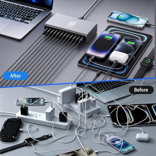 Image of WeFly 1300W GaN Multi Port Desktop Station Digital Display 12 Port 140W 100W 30W Fast USB C Charger Laptop Power Adapter (YMX-1300W)