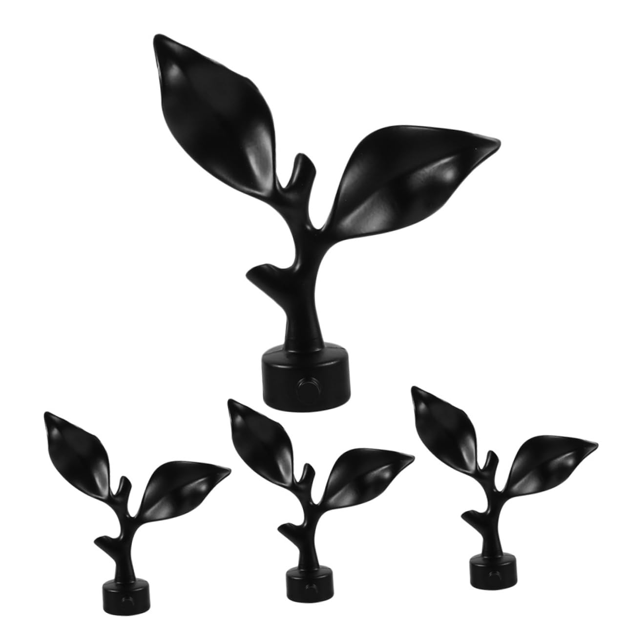 Happyyami 4Pcs Decorative Iron Art Curtain Rod Ends Matte Leaf Finials Elegant Curtain Accessories for Window Treatments Strong and Easy to Install