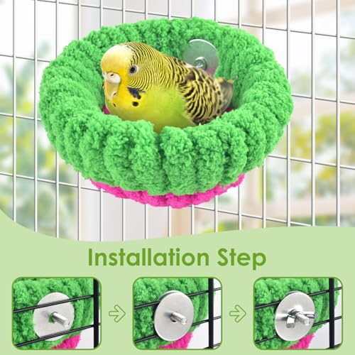 Image of KATUMO Bird Nest, 5.5inch Small Parrot Breeding Bed for Budgie, Parakeet, Cockatiel, Conure, Lovebird, Canary, Finch Birds (Green /Rose, Small)