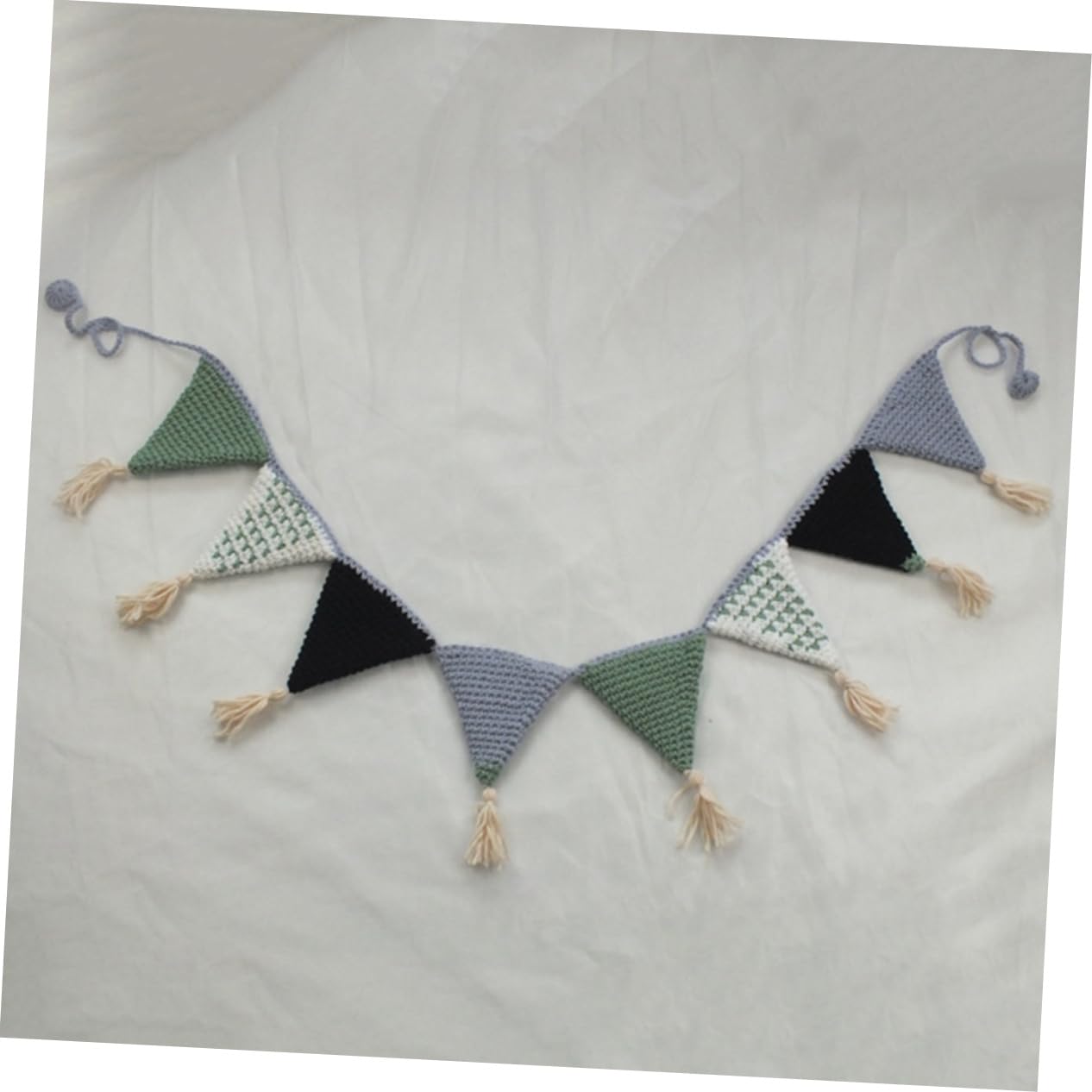 ifundom 3pezzi Bandiere Triangolari Cotone All Uncinetto Decorazione Per Feste Compleanni e Stanza Dei Ragazzo Ragazza Verde Bandiere Pennant Per Shower e Decorazioni Per La Casa
