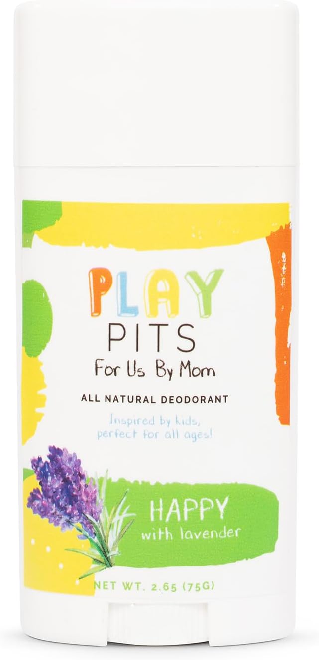 PLAY PITS - Natural Kids Whole Body Deodorant - Safe for Girls and Boys w/Sensitive Skin of All Ages - Clean - Toxic & Paraben Free - HAPPY Scent - Infused w/Lavender Essential Oils – 2.65 fl.oz