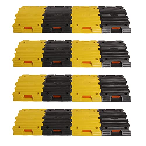 Image of Plastic Speed Breaker 4 Meter | 50 MM Speed breaker Bump with reflector | society, residential area, factory /industrial use | (8 X Yellow - 8 X Black)