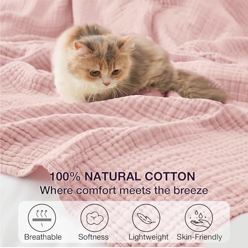 Image of 100% Cotton Muslin Blanket Twin 60 inch x 80 inch, Breathable and Lightweight Cotton Twin Blankets for Couch, Soft Cooling Summer Gauze Blanket for Adults All Season, Medium Grey
