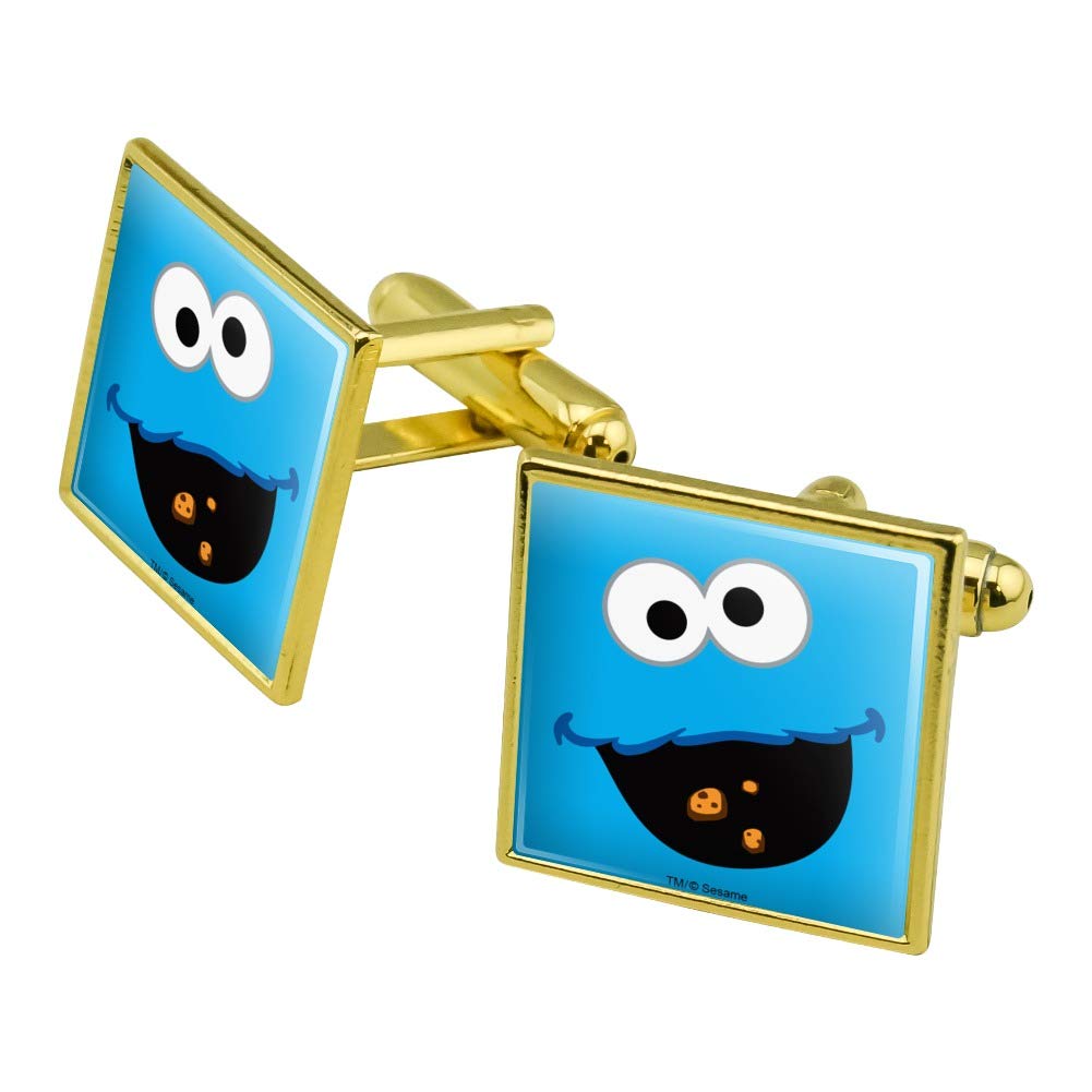 GRAPHICS & MORE Sesame Street Cookie Monster Face Square Cufflink Set - Silver or Gold
