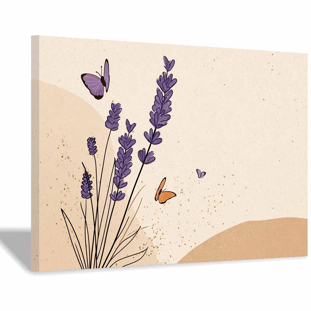 ZAMAEIU Landscape Wall Art Lavender Modern Canvas Print On Artwork, Suitable for living room, bedroom, for Kids Room Decoretc.(Purple;)-60x90cm Framed