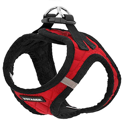 Best Pet Supplies Voyager Step-In Soft Plush Dog Harness - Step In Vest for Small & Medium Dogs - Red Plush, XS (Chest: 13-14.5") - Image 3