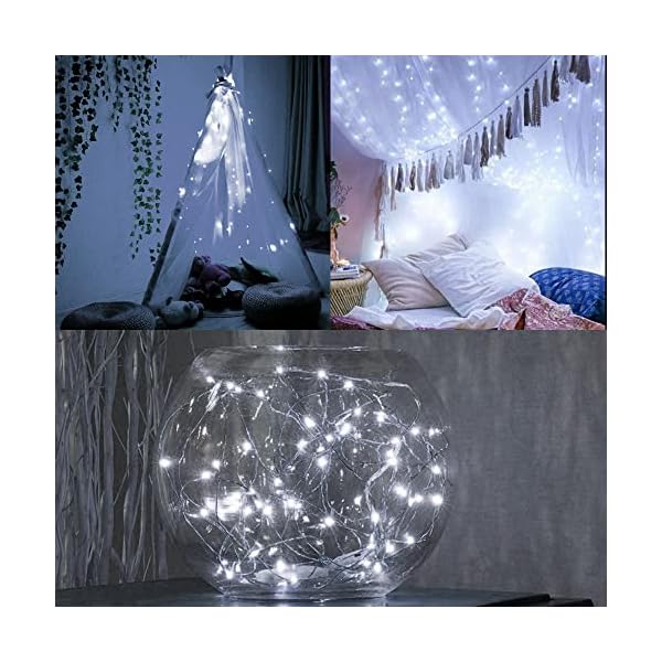 Waterglide fairy lights battery operated (included), 6. 5ft 20 led mini string lights, waterproof silver wire firefly starry lights for diy wedding christmas party mason jars decor - image 6
